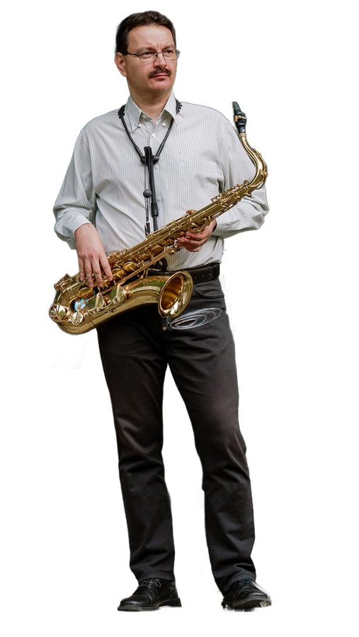 Gyula Sipos with his tenor saxophone